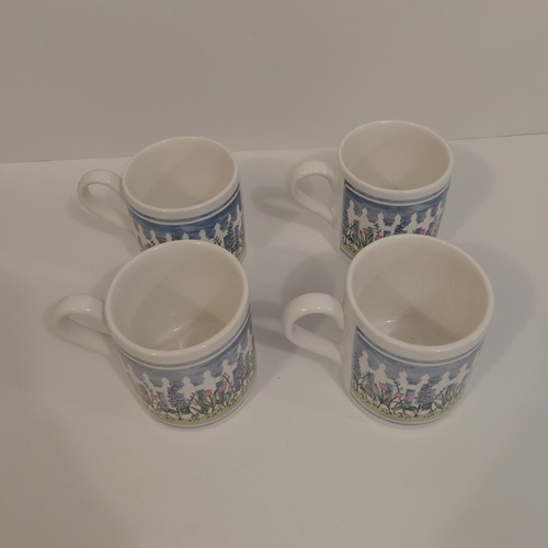 Vintage Delphinium Cottagecore Coffee Mugs Set of 4
