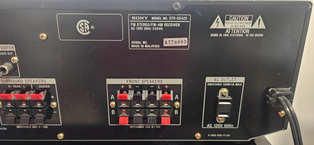 Sony STR-DE425 5.1 Channel Home Theatre / Stereo Receiver - photo 5