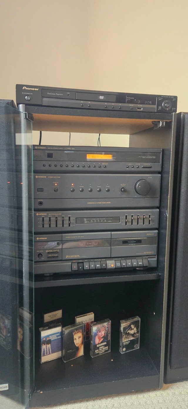 Vintage Hitachi Hi-Fi Stereo Rack System w/ Pioneer CD Player