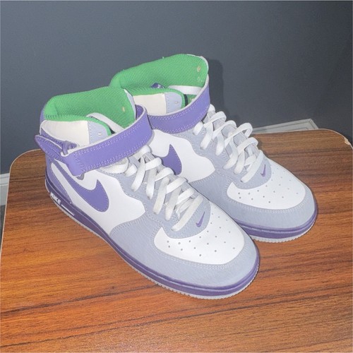 Nike Air Force 1 Mid Top Leather Sneakers US 3Y EU 35 Purple