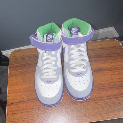 Nike Air Force 1 Mid Top Leather Sneakers US 3Y EU 35 Purple - photo 2