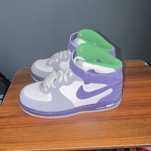 Nike Air Force 1 Mid Top Leather Sneakers US 3Y EU 35 Purple - photo 3