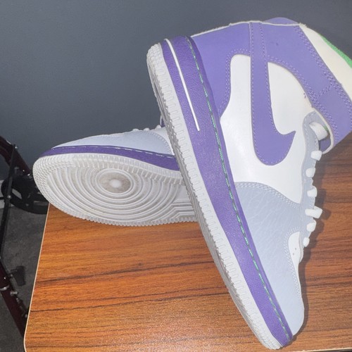 Nike Air Force 1 Mid Top Leather Sneakers US 3Y EU 35 Purple - photo 4