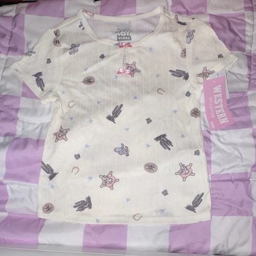 Disney Pixar Toy Story Jessie Girls Henley Top M (8) Ivory