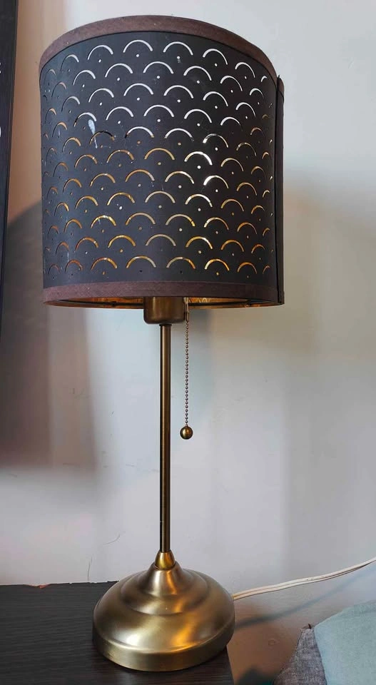 Brass Table Lamp with Laser-Cut Patterned Shade - photo 3