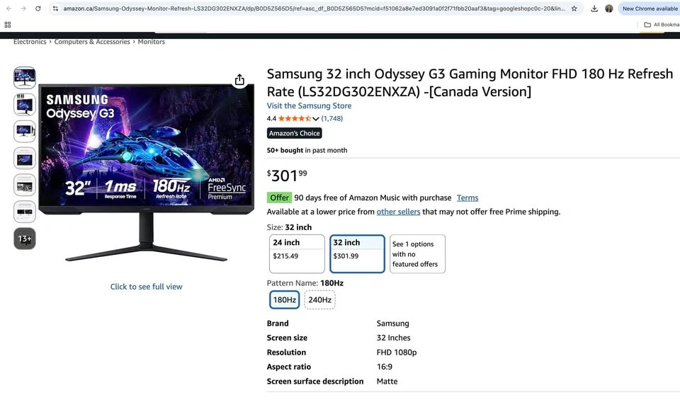 Brand New Samsung 32" FHD Odyssey G3 Gaming Monitor 180Hz - photo 3