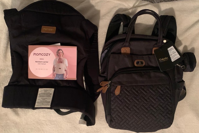 Diaper Bag and Momcozy Baby Carrier