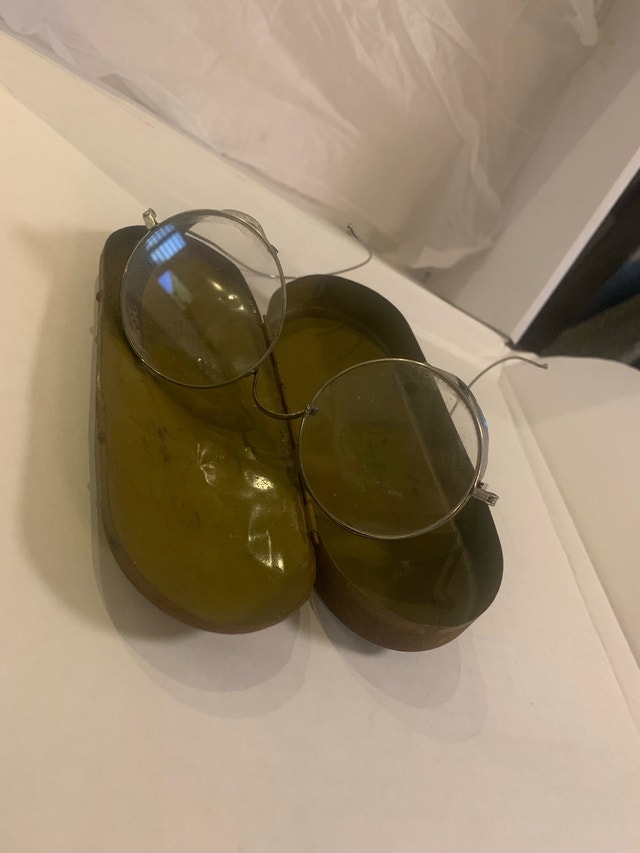 Vintage Metal Safety Goggles in Tin Case - photo 5