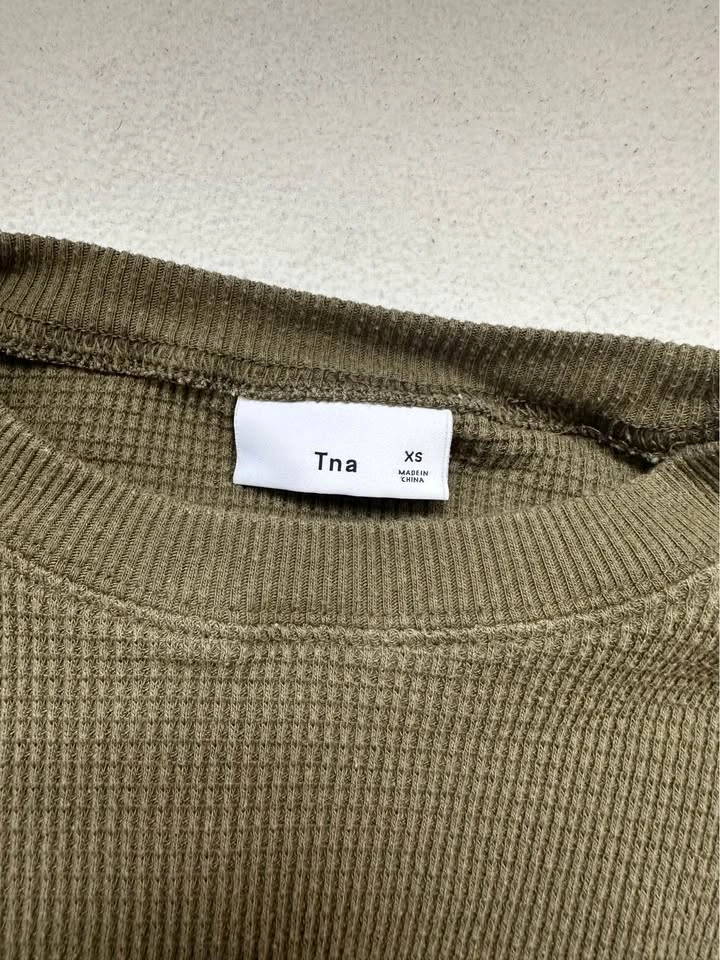 Set of 3 - TNA Waffle Knit Cropped Long Sleeve Shirt - photo 5