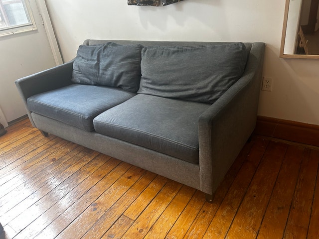 Ethan Allen Denim / Indigo Blue Fabric Sofa