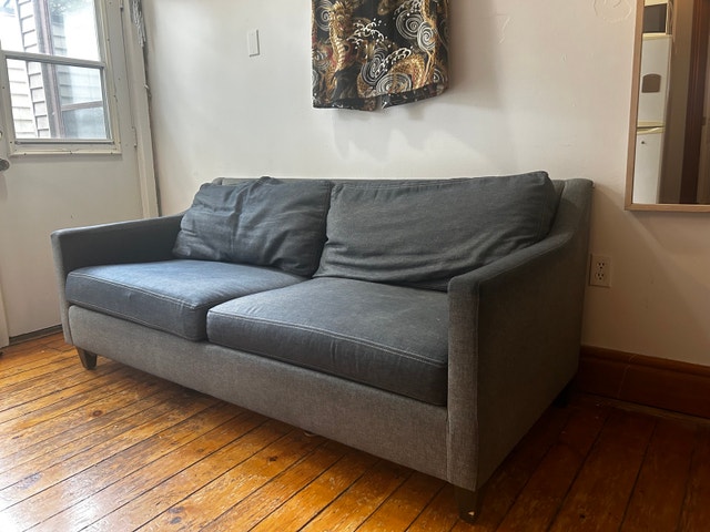 Ethan Allen Denim / Indigo Blue Fabric Sofa - photo 2