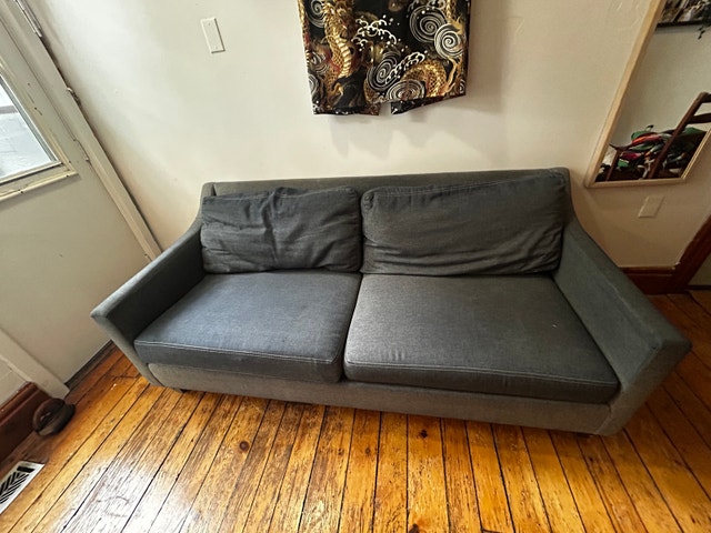 Ethan Allen Denim / Indigo Blue Fabric Sofa - photo 4