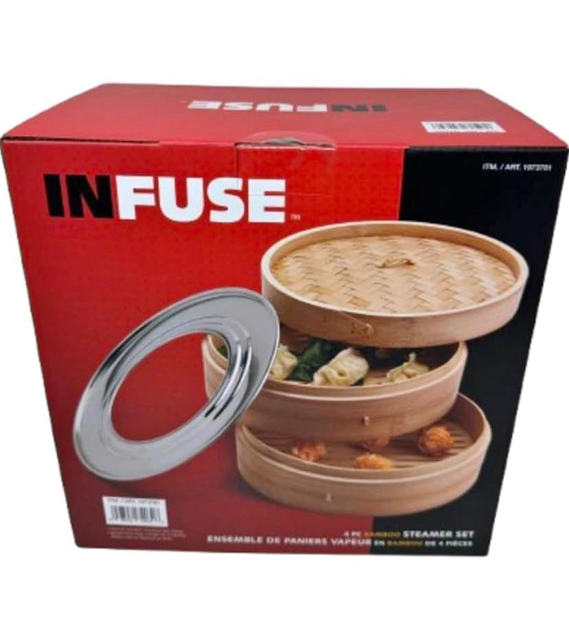 INFUSE 4 PC Bamboo Steamer Set