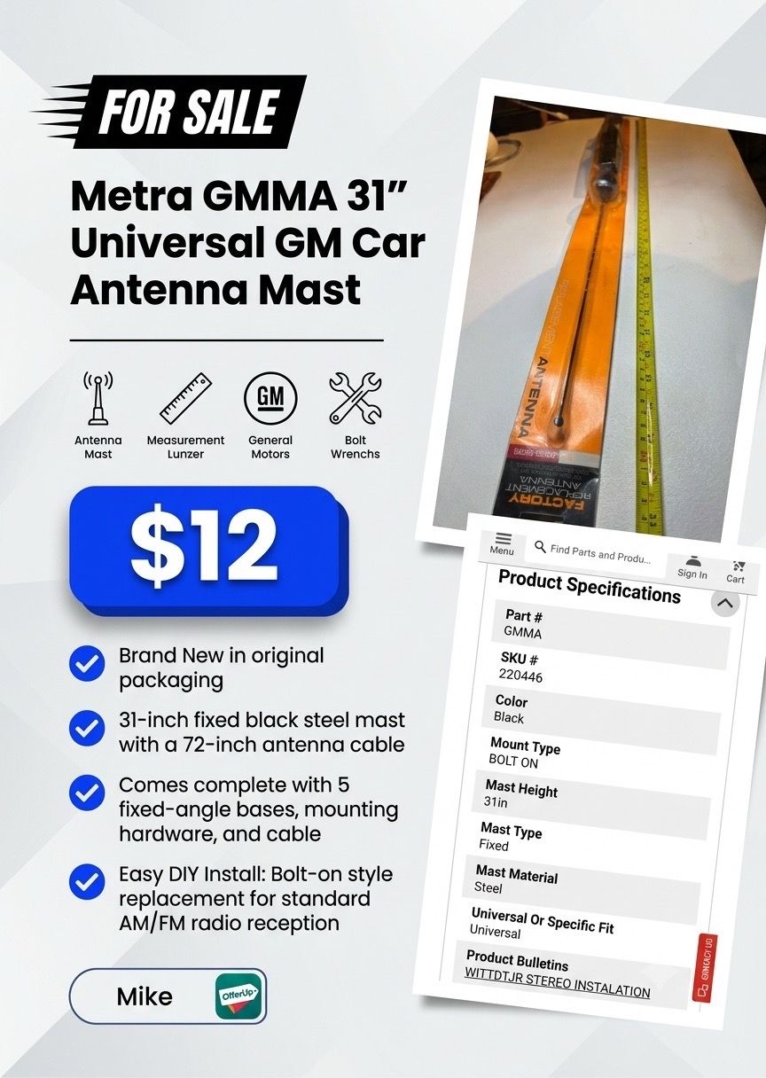 Metra GMMA 31" Universal GM Car Antenna Mast - photo 2