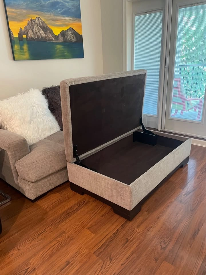 Custom built Sofa, storage ottoman and cushions - photo 3