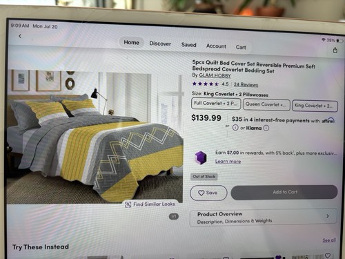 Yellow and Grey 5 Pc Quilt Set
