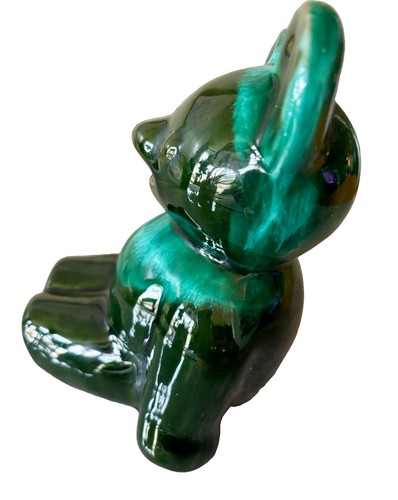 Evangeline Pottery Green Drip Glaze Sitting Teddy Bear - photo 3