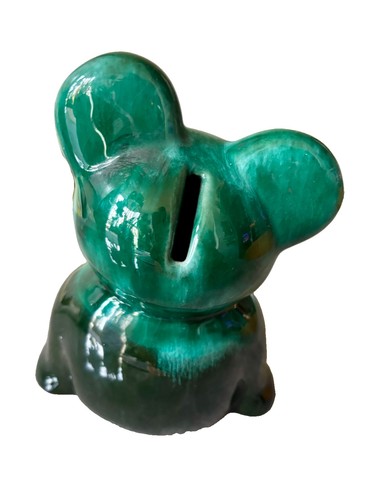 Evangeline Pottery Green Drip Glaze Sitting Teddy Bear - photo 4