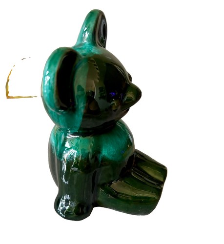 Evangeline Pottery Green Drip Glaze Sitting Teddy Bear - photo 5