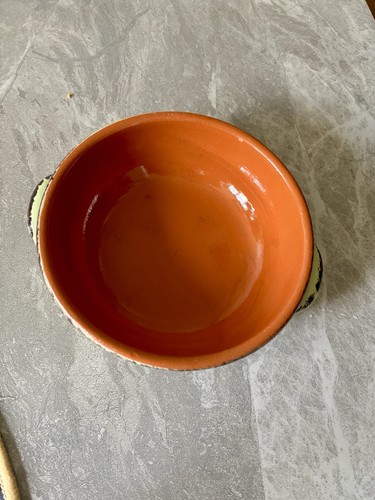 DRIP GLAZED ITALIAN CLAY DISH W/HANDLES - photo 2