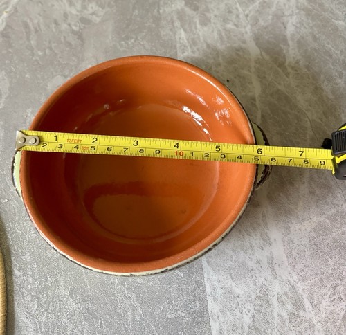 DRIP GLAZED ITALIAN CLAY DISH W/HANDLES - photo 3