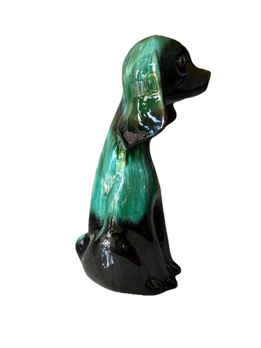 Vtg Blue Mountain Pottery BMP 14" Large Sitting Dog Green Drip G - photo 2