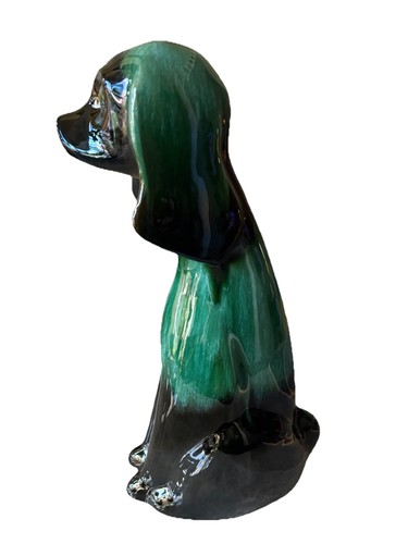 Vtg Blue Mountain Pottery BMP 14" Large Sitting Dog Green Drip G - photo 3