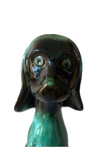 Vtg Blue Mountain Pottery BMP 14" Large Sitting Dog Green Drip G - photo 5