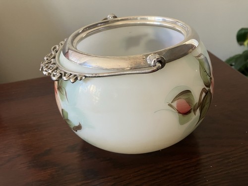 Antique Biscuit Jar Hand Painted Milk Glass - photo 2