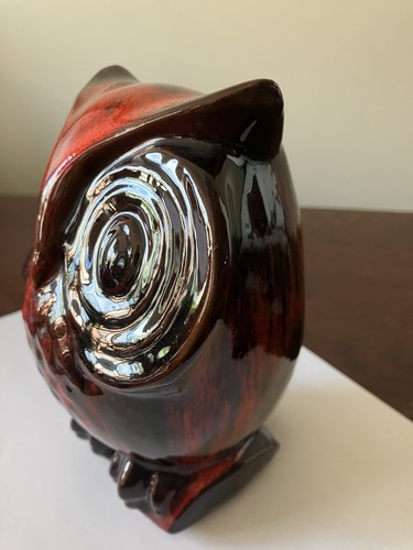 Vintage Owl Canuck Pottery Drip Orange Coin Bank - photo 4