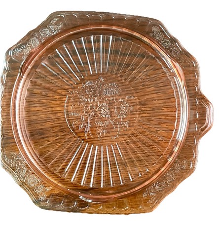 1930s Anchor Hocking Mayfair Open Rose Pink Cake Plate - photo 2