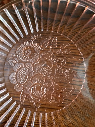 1930s Anchor Hocking Mayfair Open Rose Pink Cake Plate - photo 3