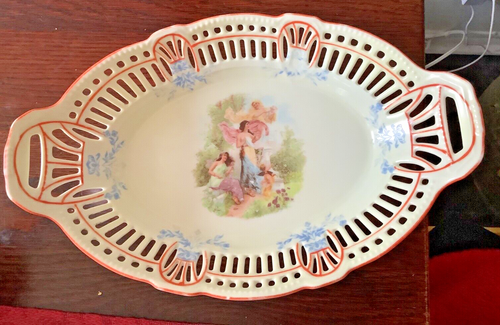 Vintage Bavarian oval reticulated serving platter/bowl