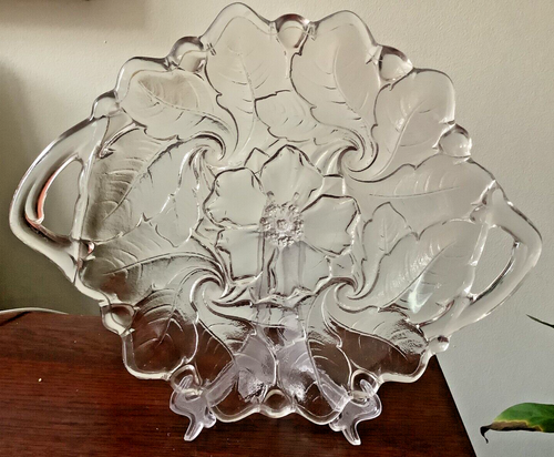 Mid-Century Indiana Pressed Glass Wild Rose Serving Plate