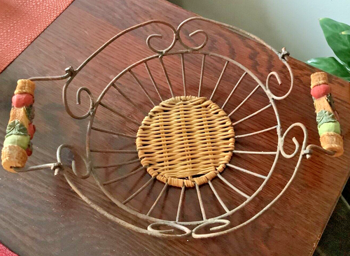 Vintage wire and rattan bread/snack baskets with fruit motif (3) - photo 4