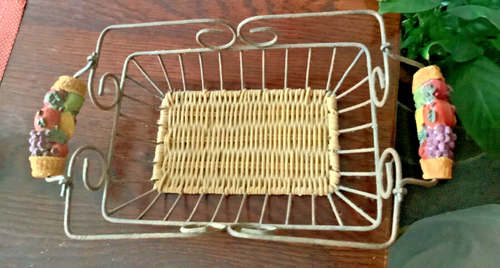 Vintage wire and rattan bread/snack baskets with fruit motif (3) - photo 5