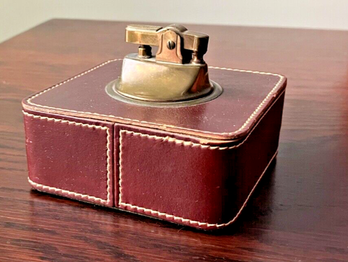 Vintage Leather wrapped ashtray and lighter set - photo 2