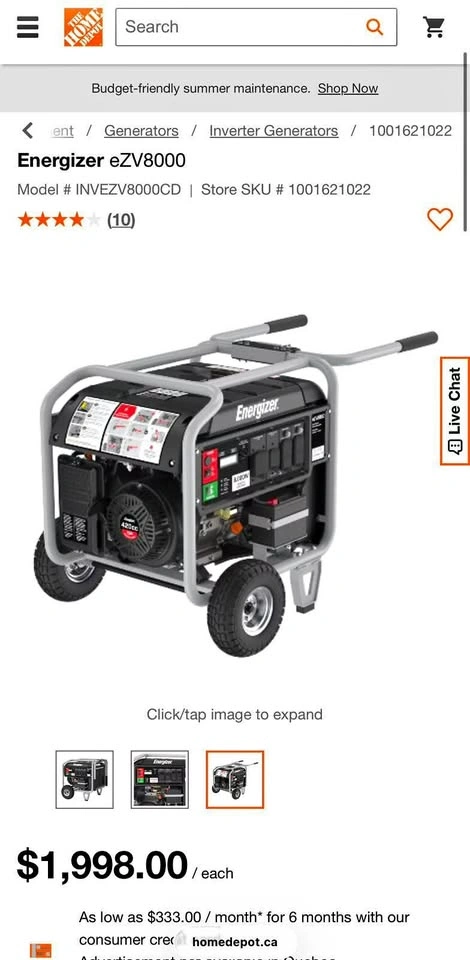 Energizer eZV8000 Inverter Generator