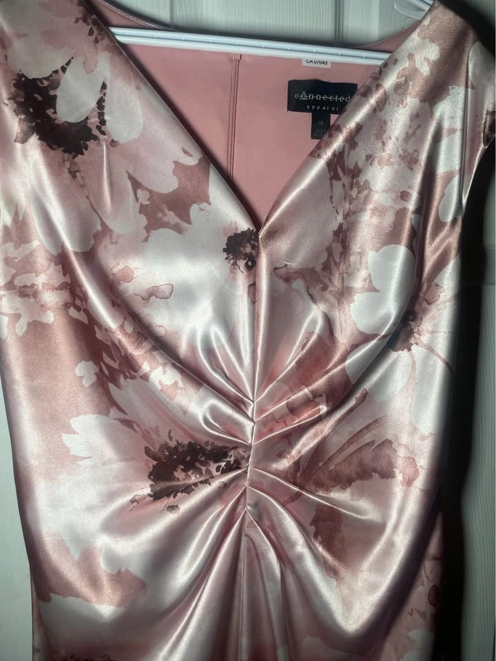 Connected Apparel Floral Satin Sheath Dress Size 14 - photo 2