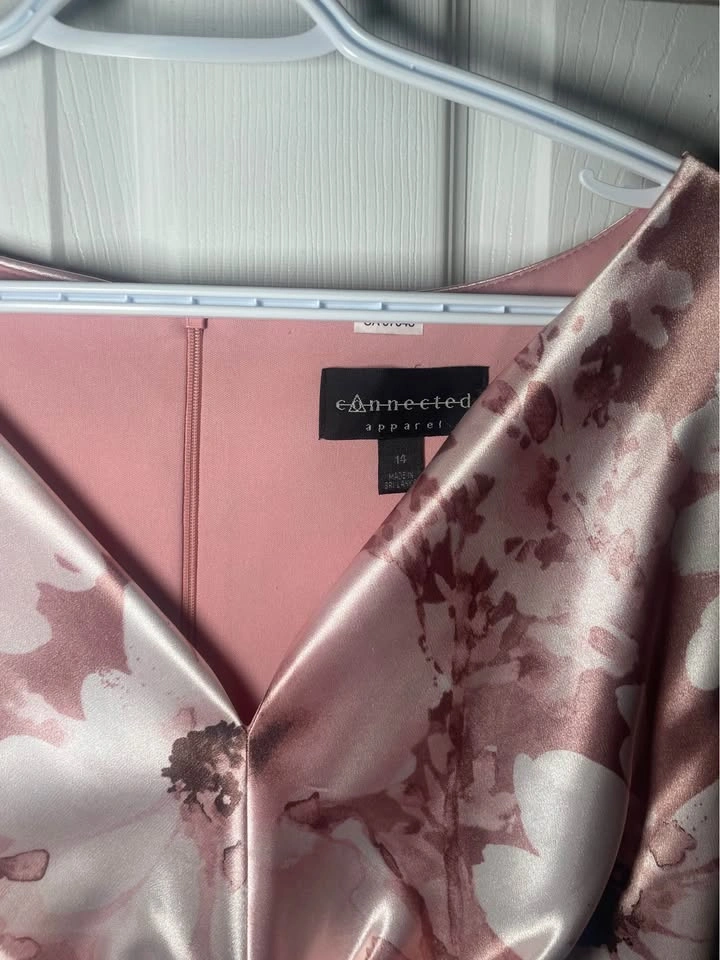 Connected Apparel Floral Satin Sheath Dress Size 14 - photo 3