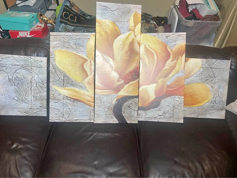 5-Piece Yellow Flower Canvas Wall Art Set