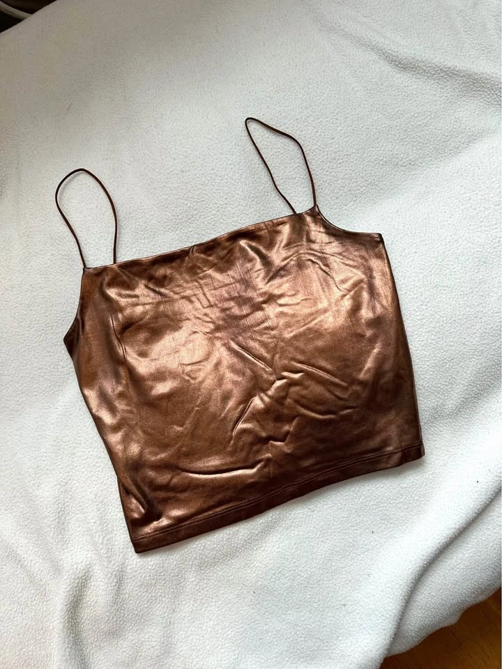 Aritzia Copper Metallic Crop Top