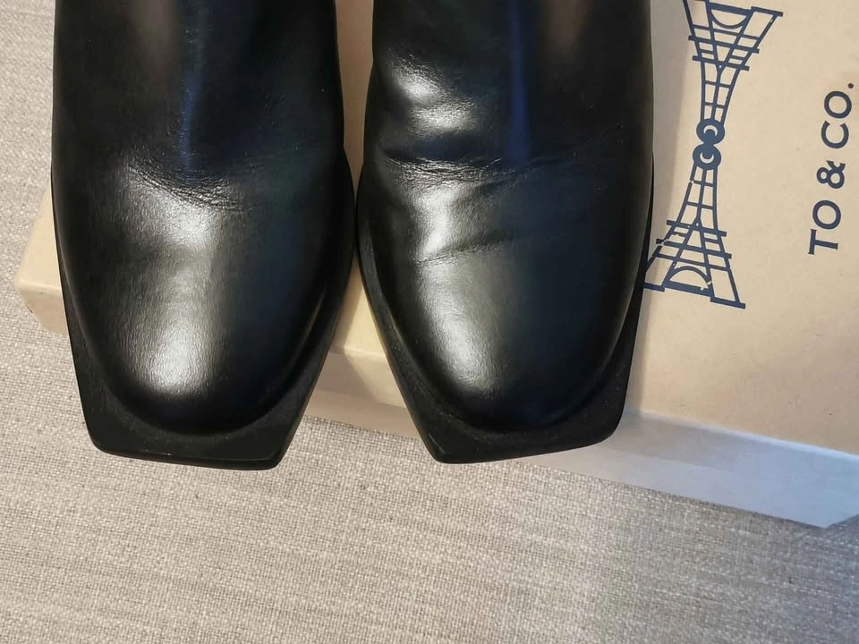TO & CO. Black Cowhide Suede Mules/Heels in WOMENS SIZE 8 - photo 3
