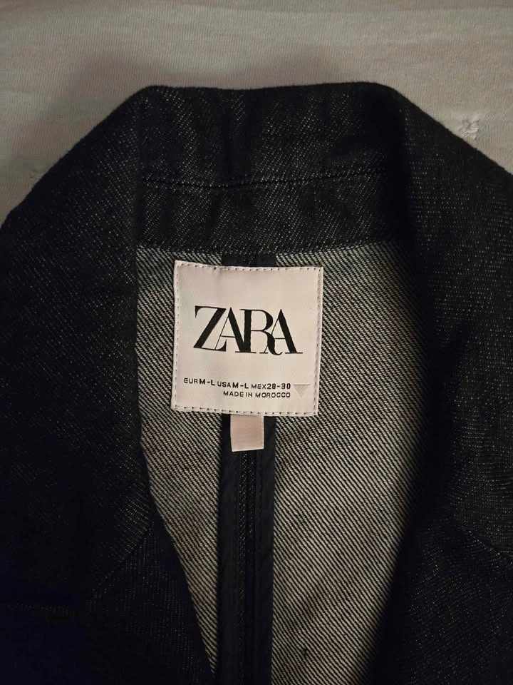 ZARA DARK DENIM BLAZER IN WOMENS SIZE L - photo 2