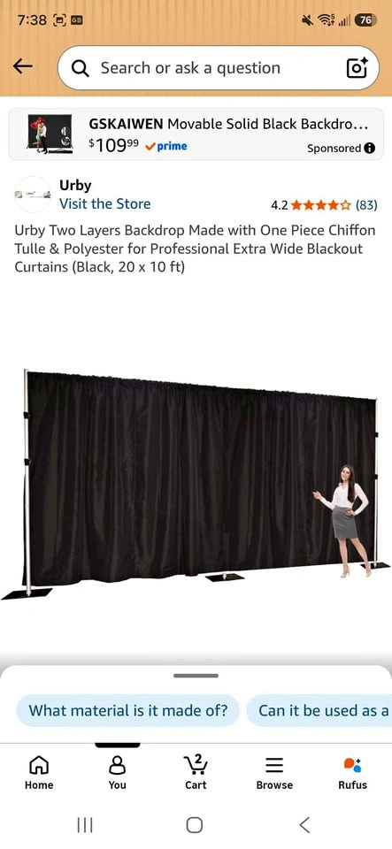 Two Layers Backdrop Made with One Piece Chiffon Tulle & Polyeste