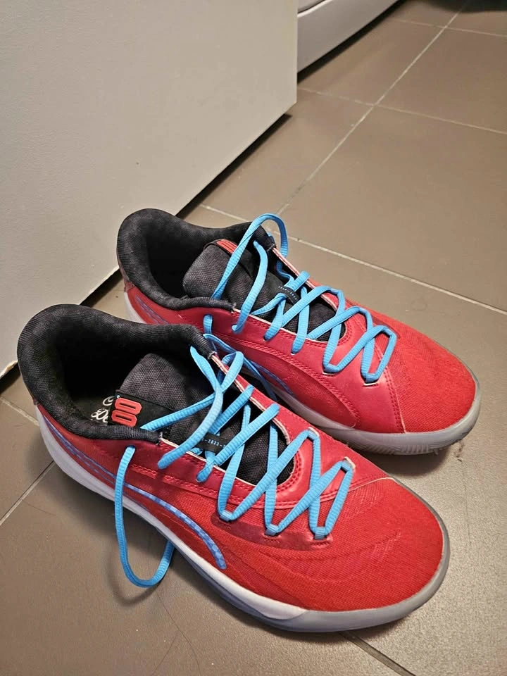 Puma Basketball Shoes – Red & Black Checkered, Size 9