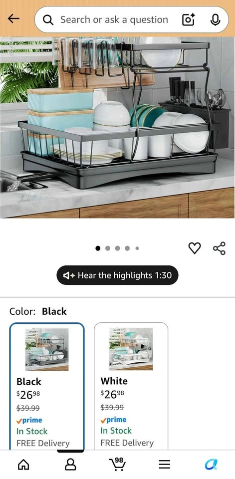 Black Metal Dish Drying Rack with Tray - photo 3
