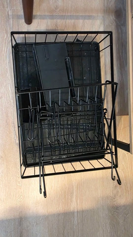 Black Metal Dish Drying Rack with Tray - photo 4