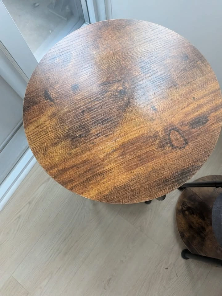 Two Rustic Brown Round Side Tables with Storage Bags - photo 3