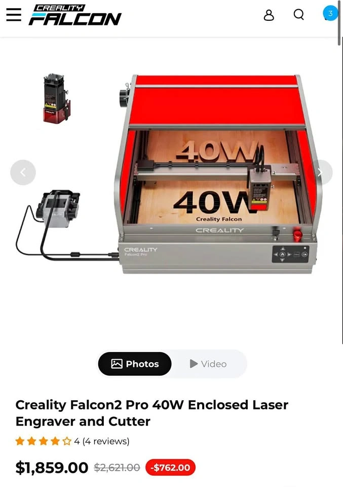 Creality Falcon2 Pro 40W Enclosed Laser Engraver / Cutter